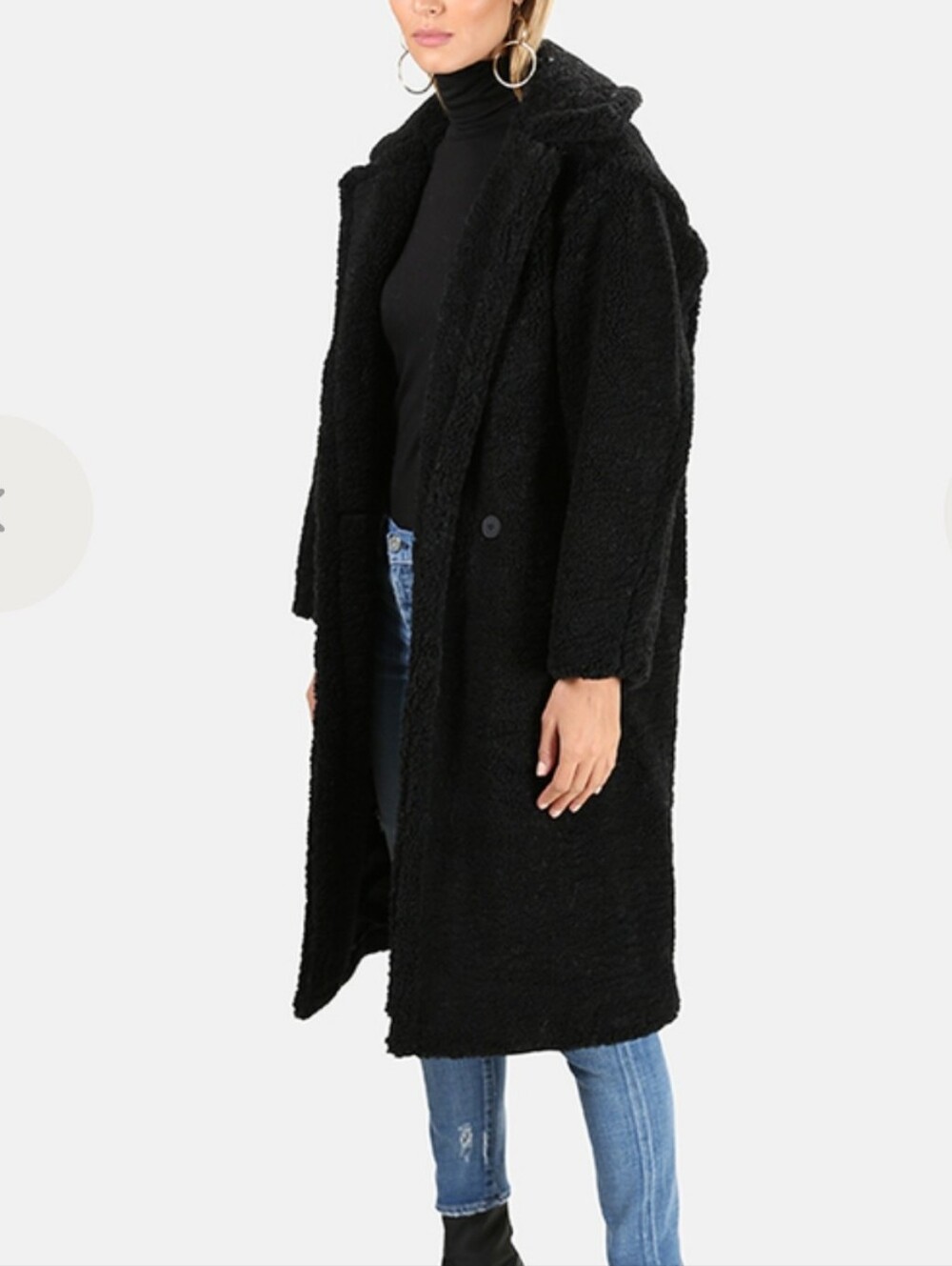 Apparis Black Daryna Faux Shearling Teddy Bear Trench Coat Size Small